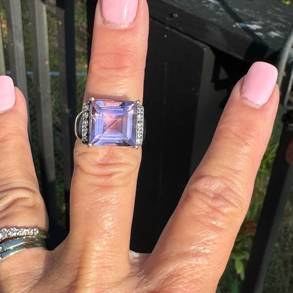 925 Square Cut Amethyst Ring - image 5